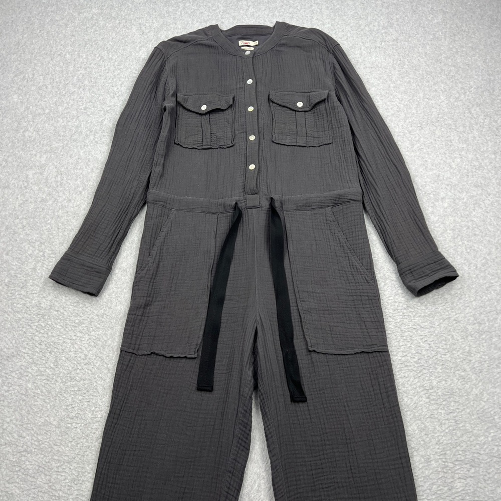 Faherty Dream Cotton Jumpsuit Womens XS‎ Gray Organic Gauze Utility One Piece